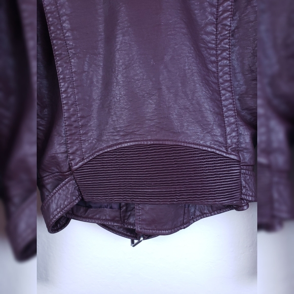 American Eagle Moto Zip Front Jacket Small Maroon - Picture 7 of 9